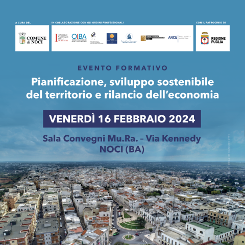 Pianificazione, sviluppo sostenibile e rilancio dell'economia: evento formativo a Noci