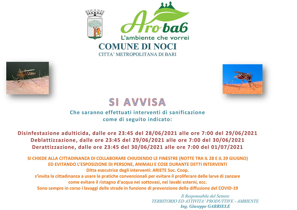 AVVISO interventi di disinfezione