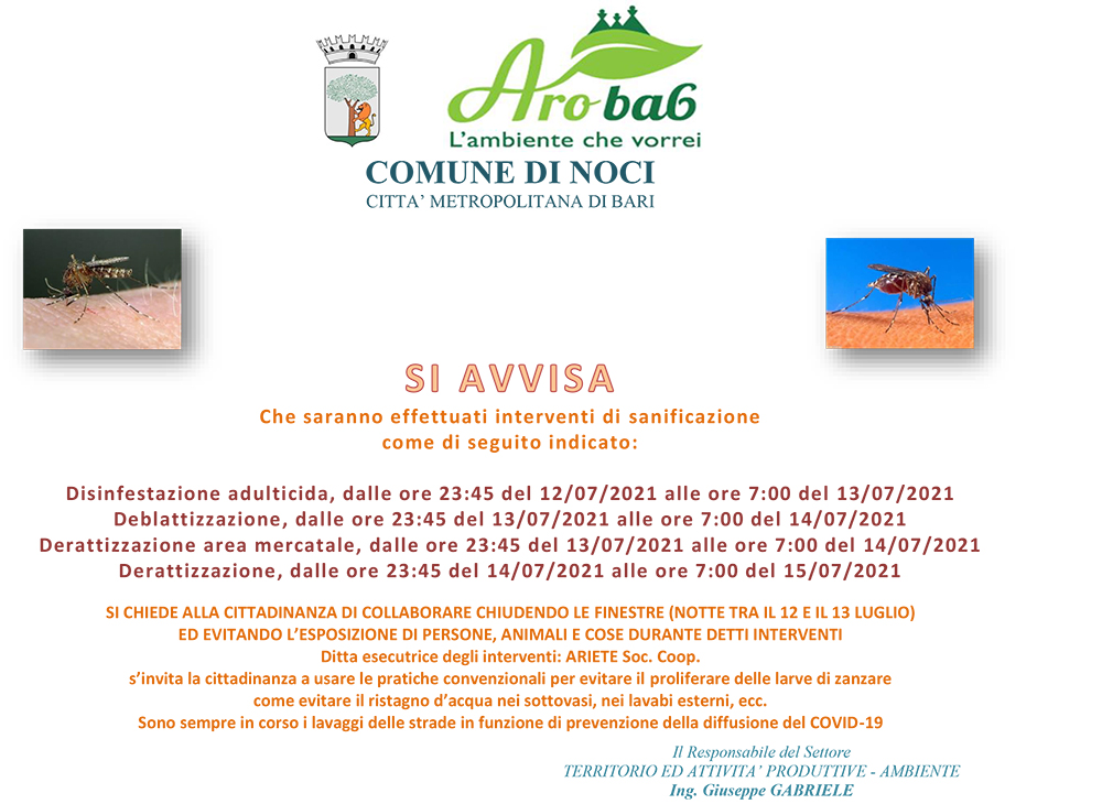 AVVISO interventi di disinfezione